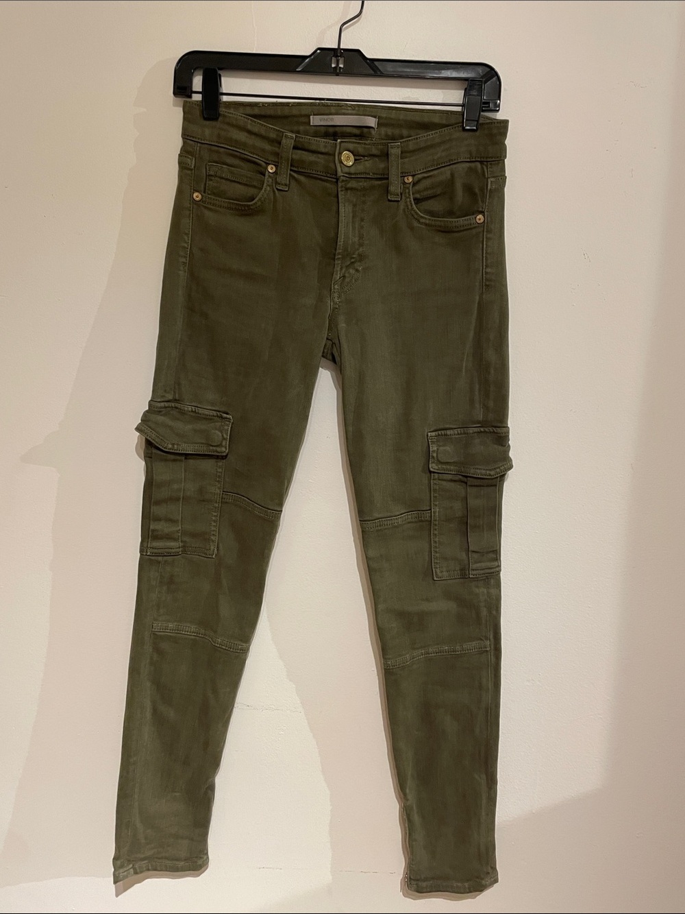 Vince Olive Green Skinny Cargo Jeans